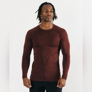 Alphalete Men's Burgundy Long Sleeves Hero Seamless Shirt Size Medium NWT